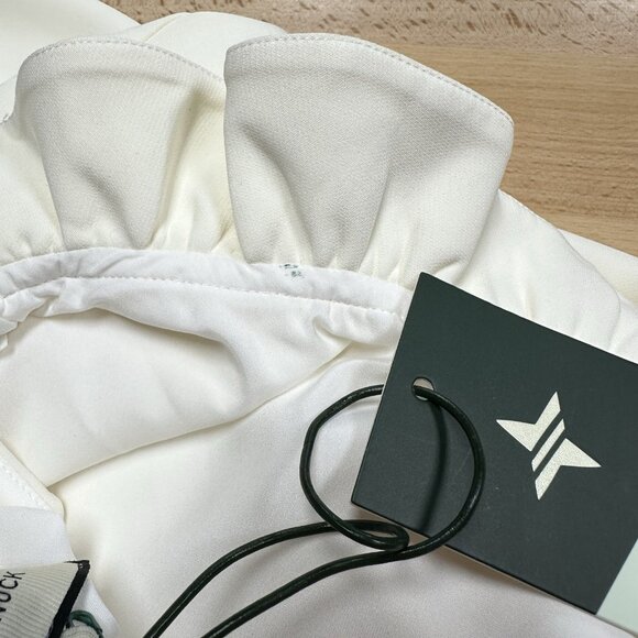 Tuckernuck Ivory Blythe Dress sz M Sleeveless Ruffle Collar Bow Cocktail Party - Picture 5 of 6